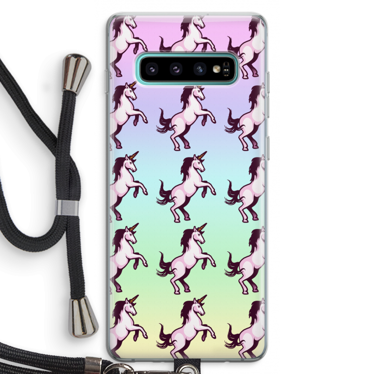 Musketon Unicorn: Samsung Galaxy S10 Plus Transparant Hoesje met koord