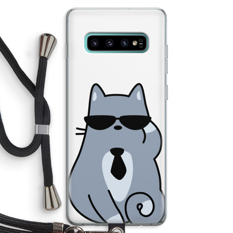 Cool cat: Samsung Galaxy S10 Plus Transparant Hoesje met koord