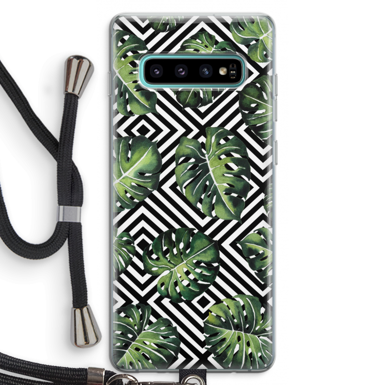 Geometrische jungle: Samsung Galaxy S10 Plus Transparant Hoesje met koord