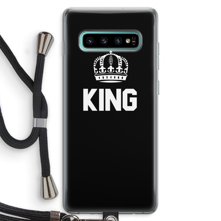 King zwart: Samsung Galaxy S10 Plus Transparant Hoesje met koord