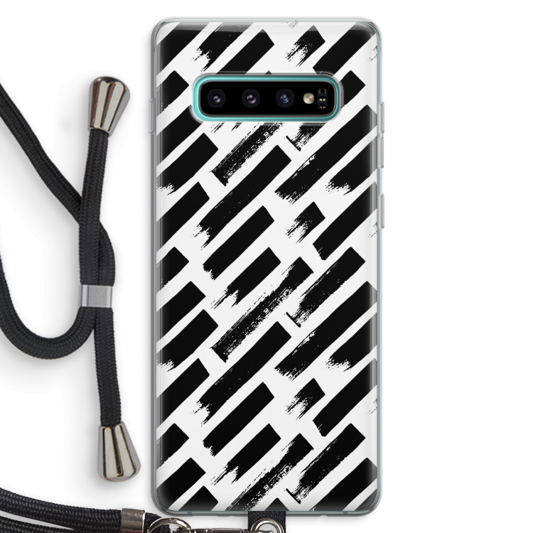 Zwarte vegen: Samsung Galaxy S10 Plus Transparant Hoesje met koord