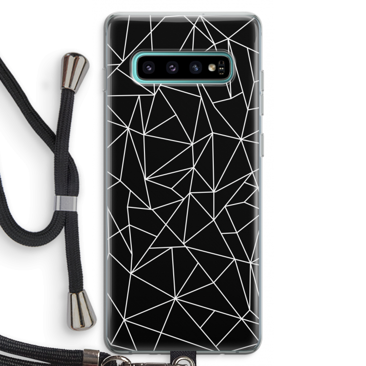 Geometrische lijnen wit: Samsung Galaxy S10 Plus Transparant Hoesje met koord