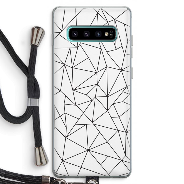 Geometrische lijnen zwart: Samsung Galaxy S10 Plus Transparant Hoesje met koord