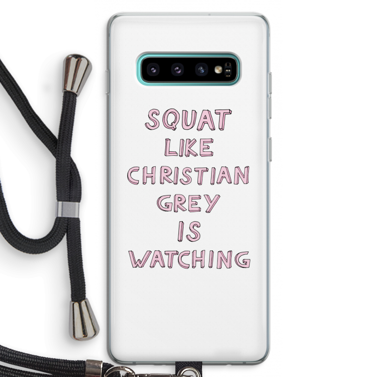 Christian Grey: Samsung Galaxy S10 Plus Transparant Hoesje met koord