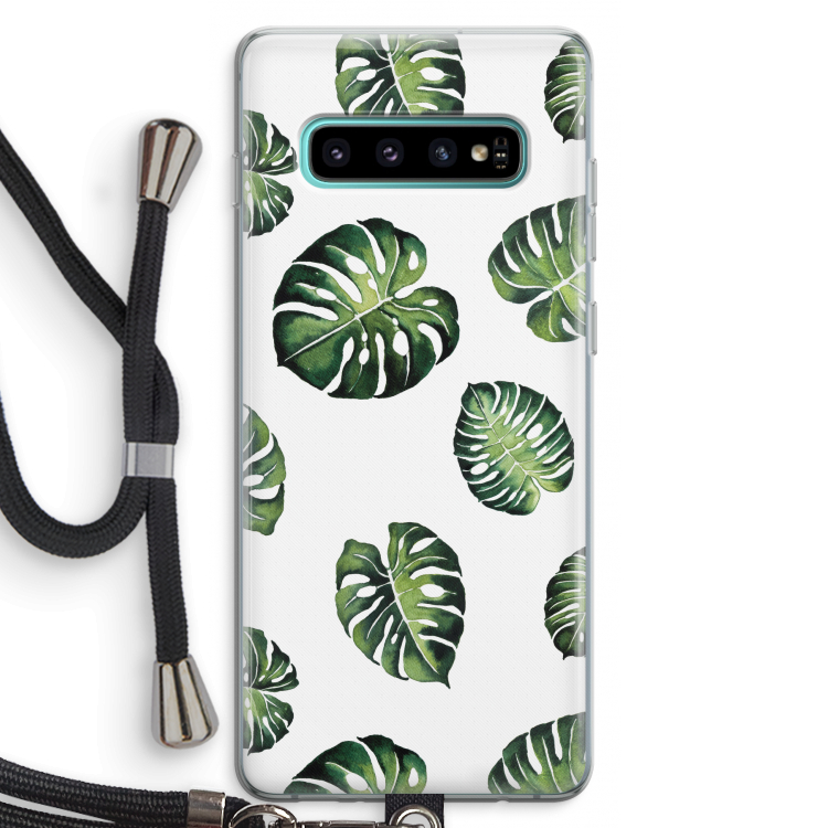 Tropische bladeren: Samsung Galaxy S10 Plus Transparant Hoesje met koord