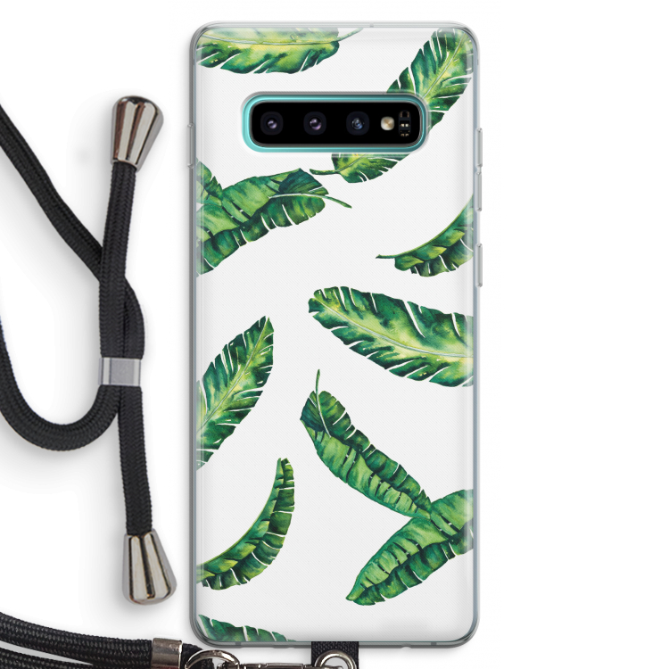 Lange bladeren: Samsung Galaxy S10 Plus Transparant Hoesje met koord