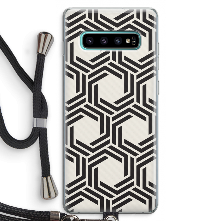 Geometrisch patroon: Samsung Galaxy S10 Plus Transparant Hoesje met koord