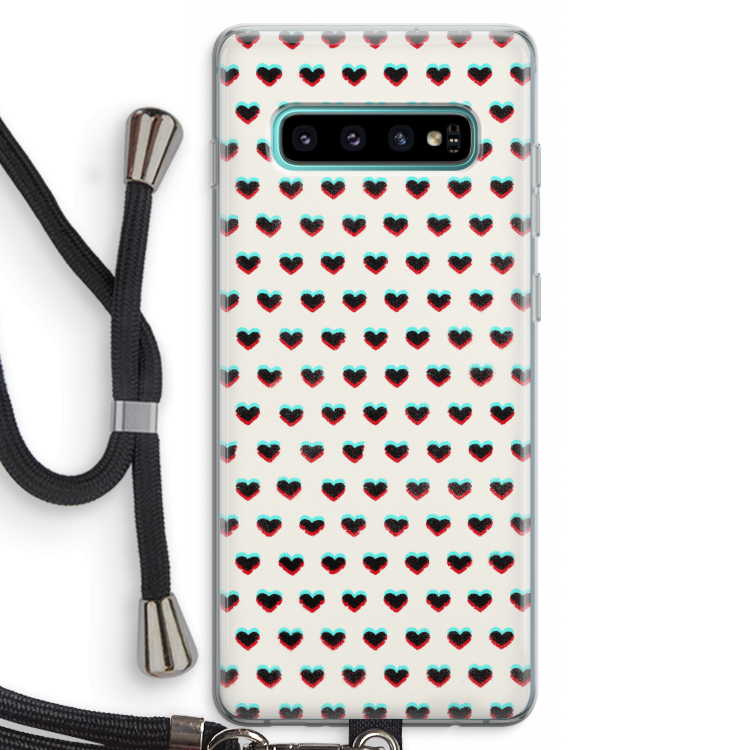 Hartjes: Samsung Galaxy S10 Plus Transparant Hoesje met koord