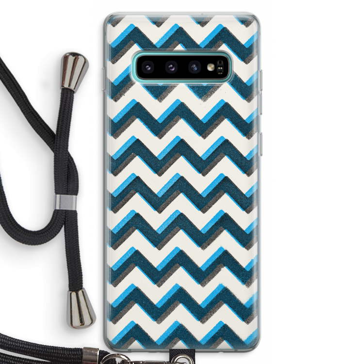 Onderbroken lijn: Samsung Galaxy S10 Plus Transparant Hoesje met koord
