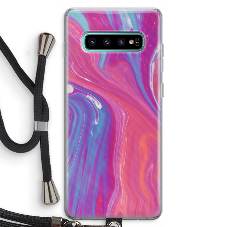 Paarse stroom: Samsung Galaxy S10 Plus Transparant Hoesje met koord