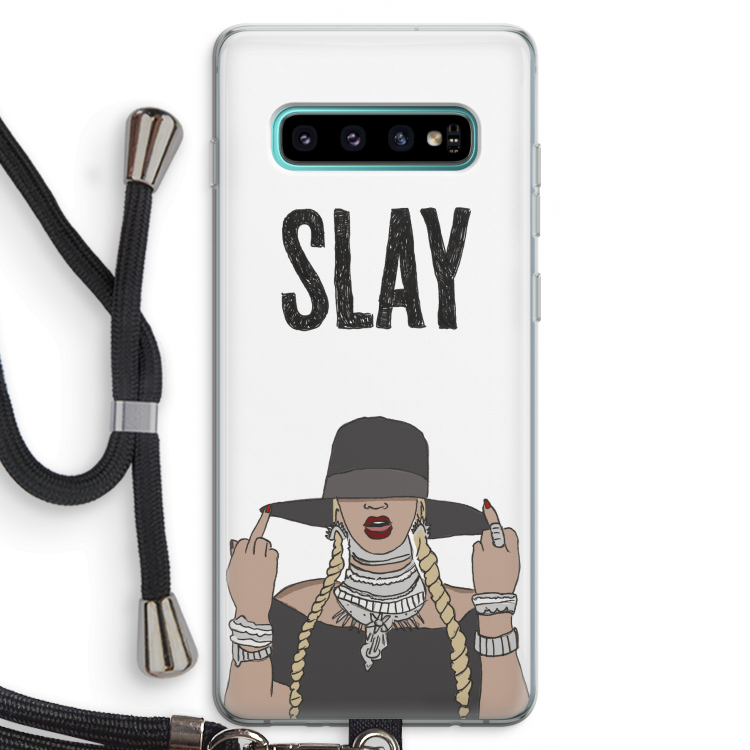 Slay All Day: Samsung Galaxy S10 Plus Transparant Hoesje met koord