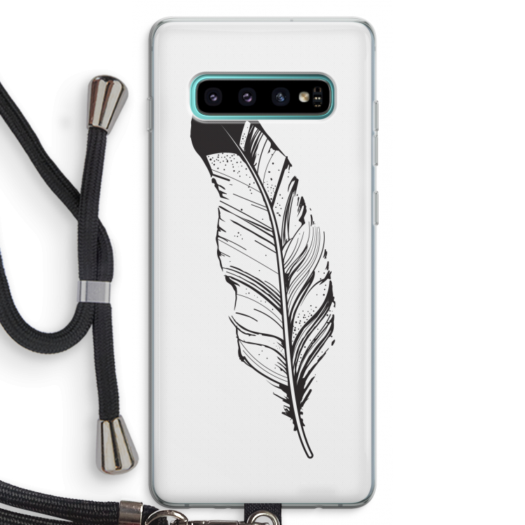 Pluim: Samsung Galaxy S10 Plus Transparant Hoesje met koord