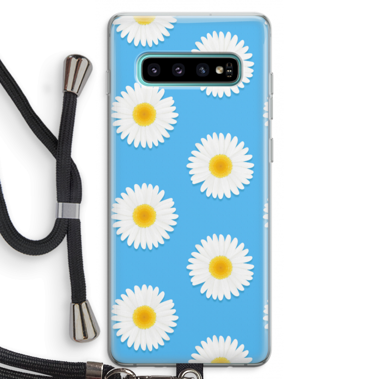 Margrietjes: Samsung Galaxy S10 Plus Transparant Hoesje met koord