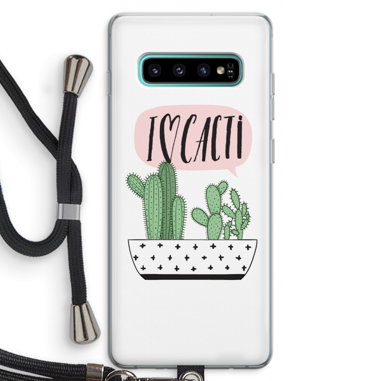 I love cacti: Samsung Galaxy S10 Plus Transparant Hoesje met koord