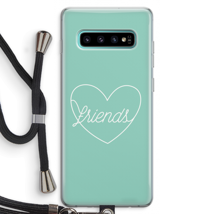 Friends heart pastel: Samsung Galaxy S10 Plus Transparant Hoesje met koord
