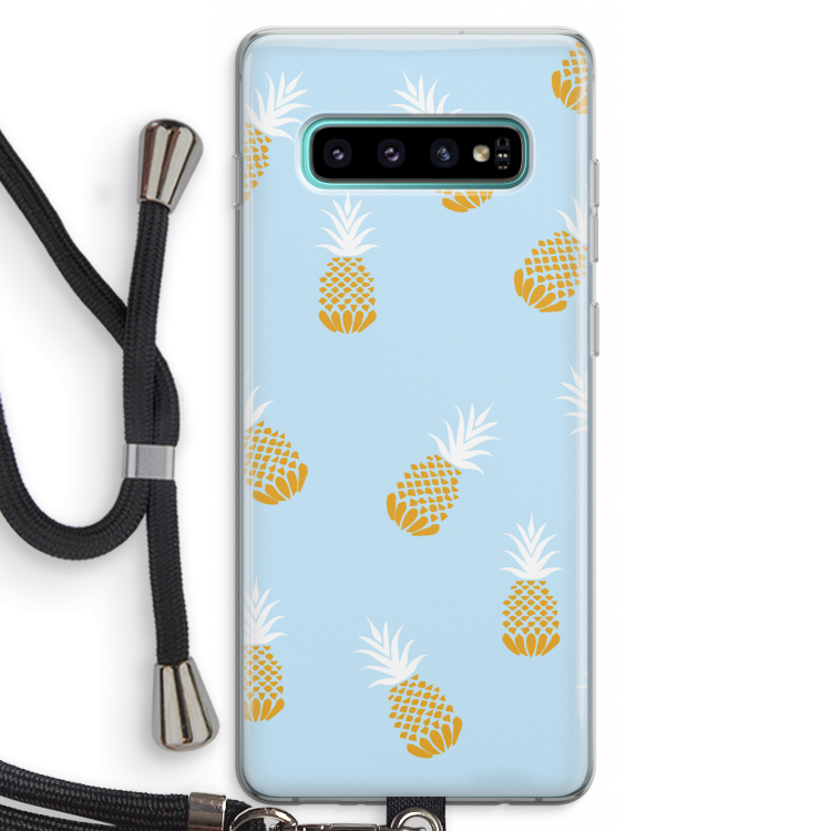 Ananasjes: Samsung Galaxy S10 Plus Transparant Hoesje met koord