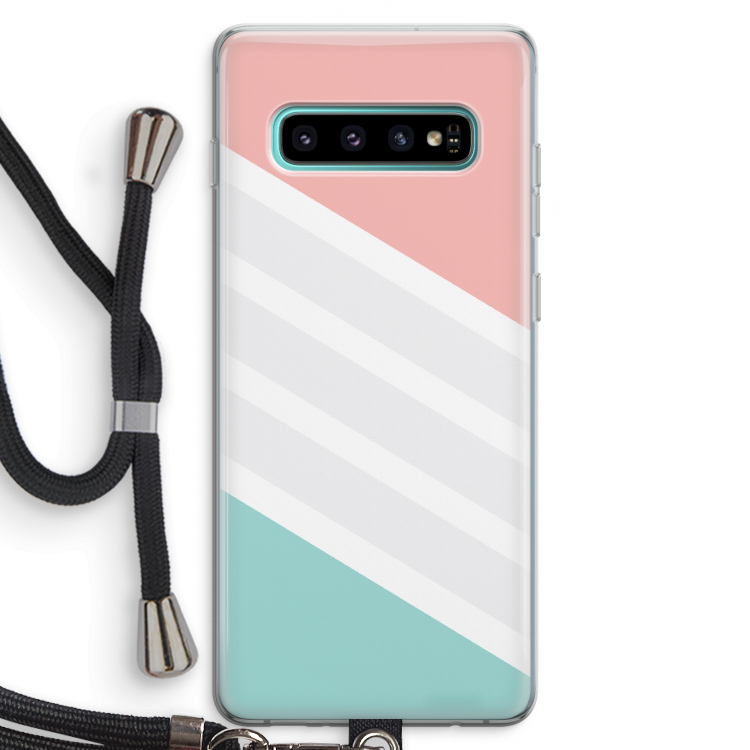 Strepen pastel: Samsung Galaxy S10 Plus Transparant Hoesje met koord