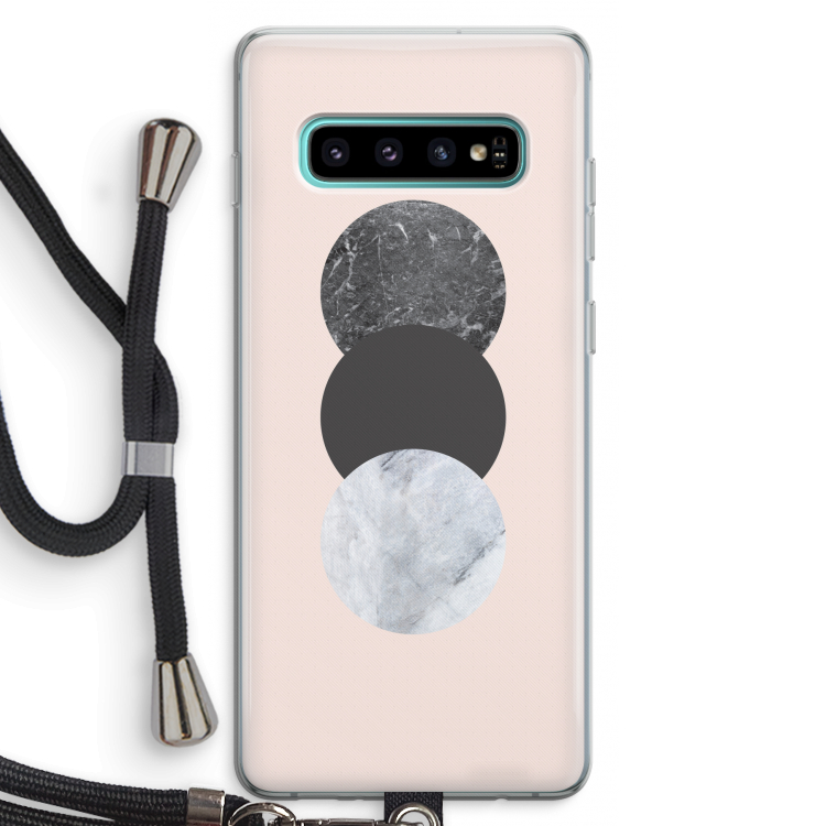 Marmeren cirkels: Samsung Galaxy S10 Plus Transparant Hoesje met koord