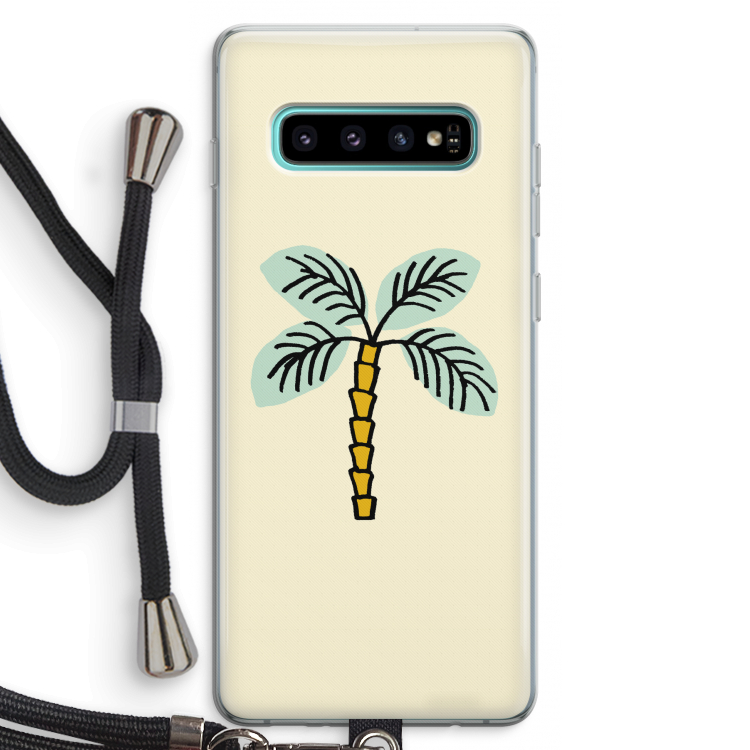 Palmboom: Samsung Galaxy S10 Plus Transparant Hoesje met koord