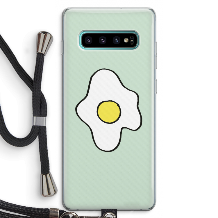 Spiegelei: Samsung Galaxy S10 Plus Transparant Hoesje met koord
