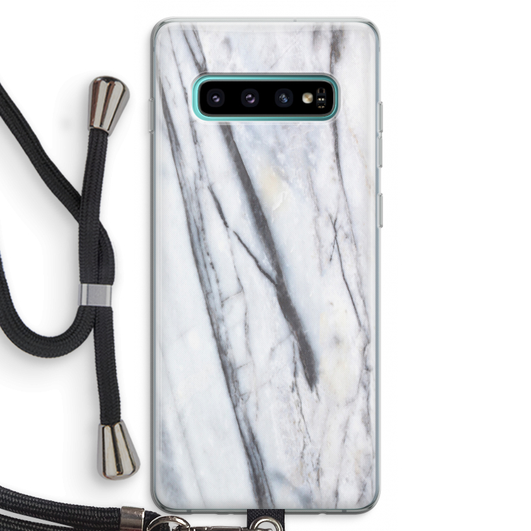 Gestreepte marmer: Samsung Galaxy S10 Plus Transparant Hoesje met koord