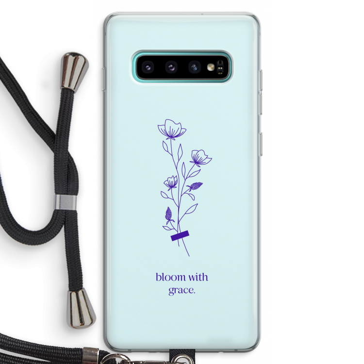 Bloom with grace: Samsung Galaxy S10 Plus Transparant Hoesje met koord