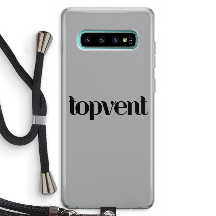Topvent Grijs Zwart: Samsung Galaxy S10 Plus Transparant Hoesje met koord