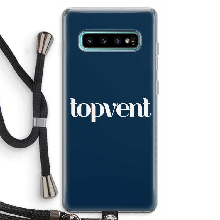 Topvent Navy: Samsung Galaxy S10 Plus Transparant Hoesje met koord