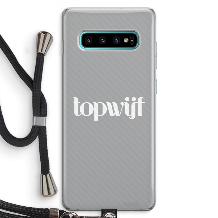 Topwijf Grijs Wit: Samsung Galaxy S10 Plus Transparant Hoesje met koord