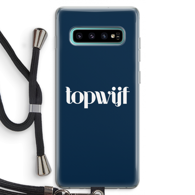 Topwijf Navy: Samsung Galaxy S10 Plus Transparant Hoesje met koord