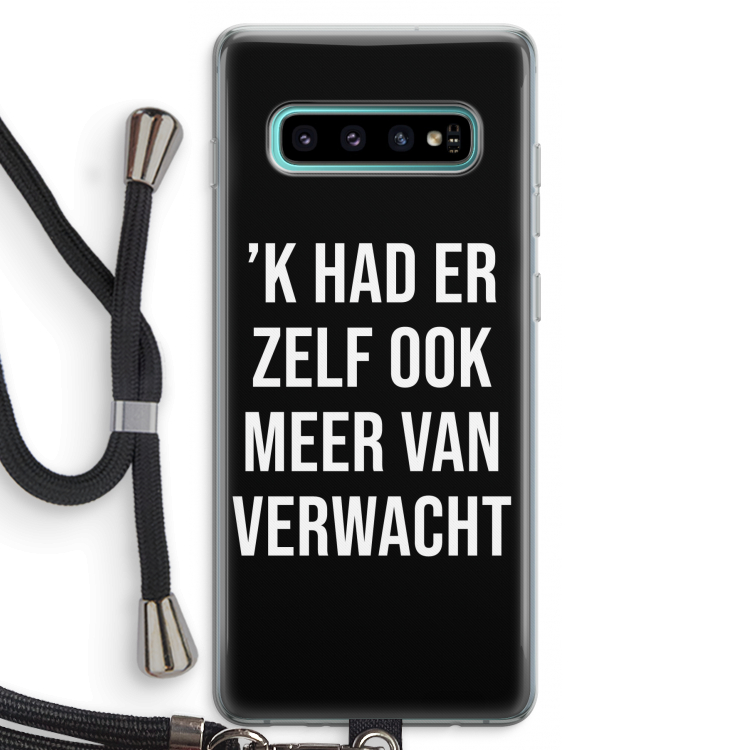 Meer verwacht - Zwart: Samsung Galaxy S10 Plus Transparant Hoesje met koord