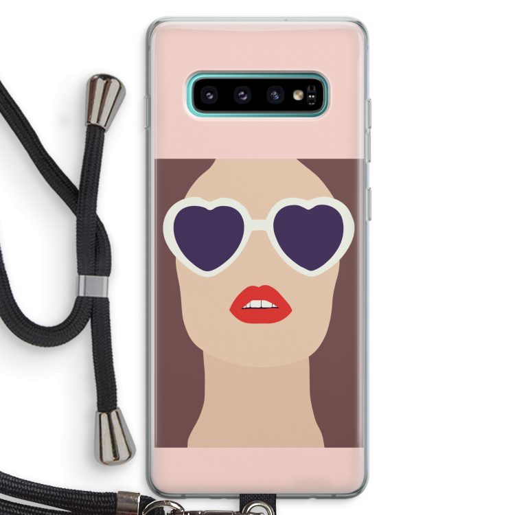 Red lips: Samsung Galaxy S10 Plus Transparant Hoesje met koord