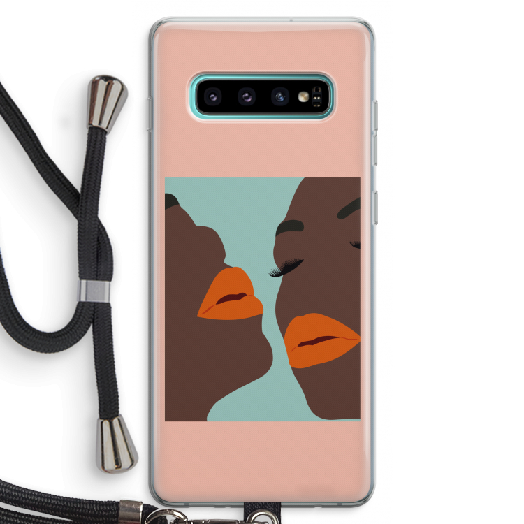 Orange lips: Samsung Galaxy S10 Plus Transparant Hoesje met koord