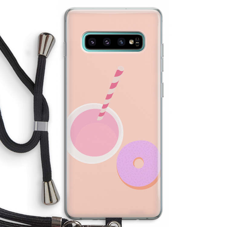 Donut: Samsung Galaxy S10 Plus Transparant Hoesje met koord