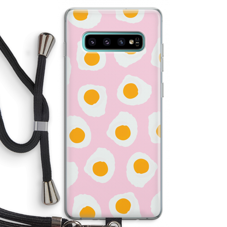 Dancing eggs: Samsung Galaxy S10 Plus Transparant Hoesje met koord