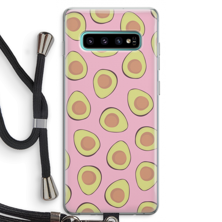 Dancing avocados: Samsung Galaxy S10 Plus Transparant Hoesje met koord