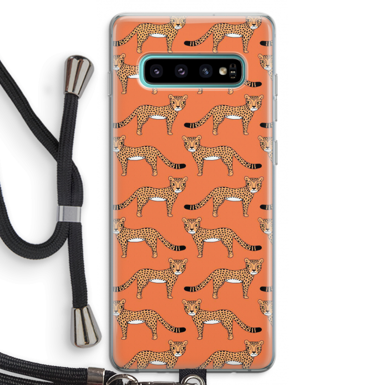 Cheetah: Samsung Galaxy S10 Plus Transparant Hoesje met koord