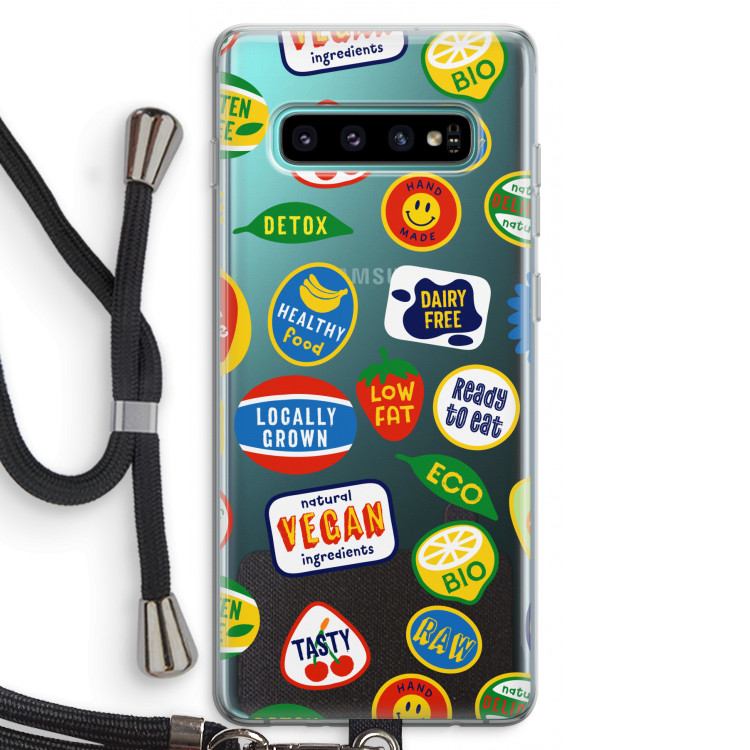 Fruitsticker: Samsung Galaxy S10 Plus Transparant Hoesje met koord