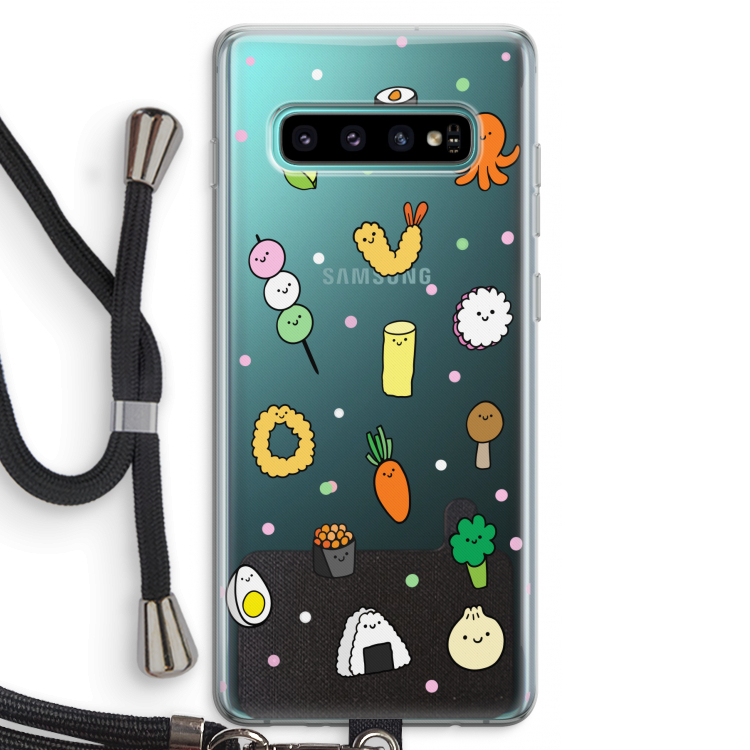 Happy bento friends: Samsung Galaxy S10 Plus Transparant Hoesje met koord