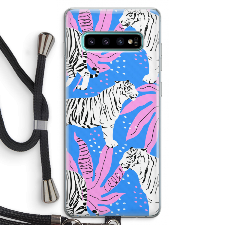 Tijger: Samsung Galaxy S10 Plus Transparant Hoesje met koord
