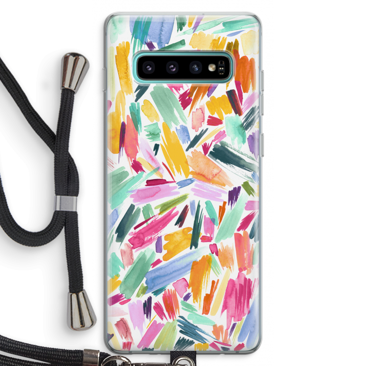 Watercolor Brushstrokes: Samsung Galaxy S10 Plus Transparant Hoesje met koord