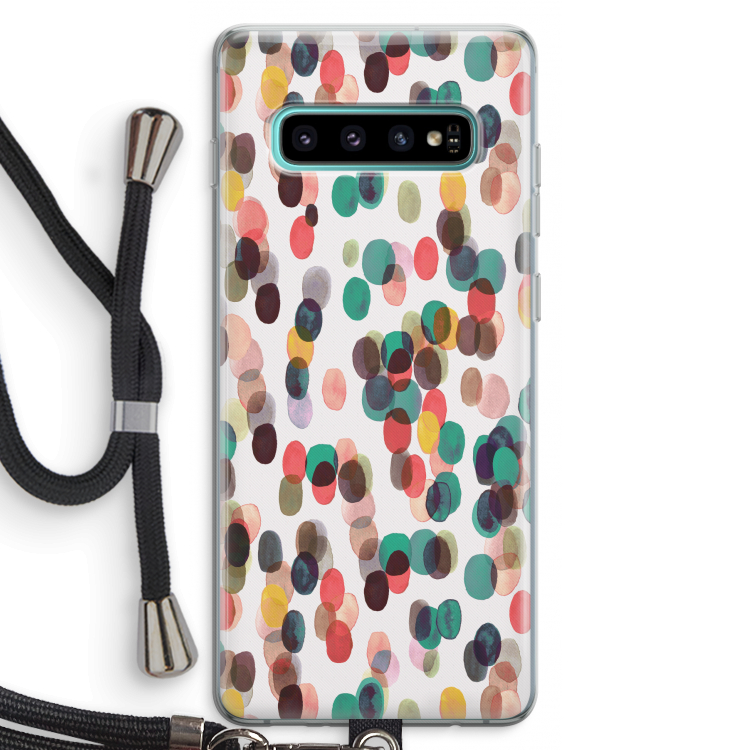 Tropical Dots: Samsung Galaxy S10 Plus Transparant Hoesje met koord