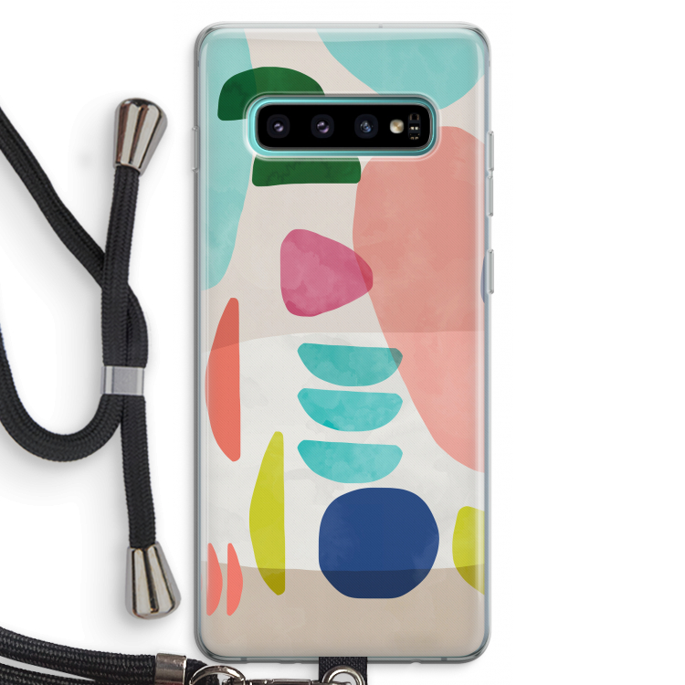 Bold Rounded Shapes: Samsung Galaxy S10 Plus Transparant Hoesje met koord