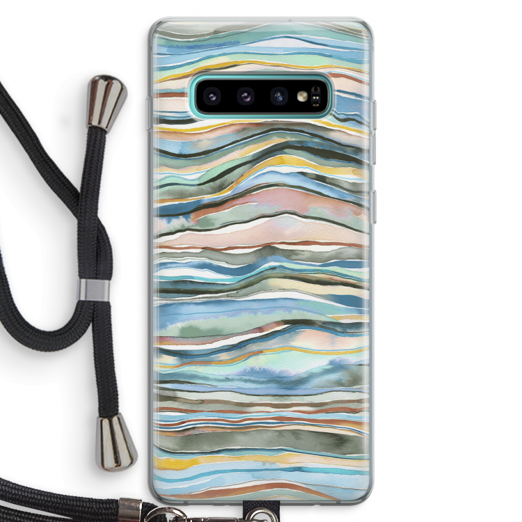 Watercolor Agate: Samsung Galaxy S10 Plus Transparant Hoesje met koord
