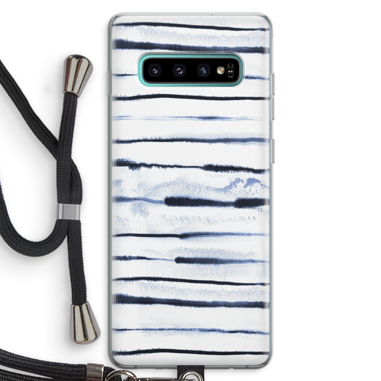 Ink Stripes: Samsung Galaxy S10 Plus Transparant Hoesje met koord