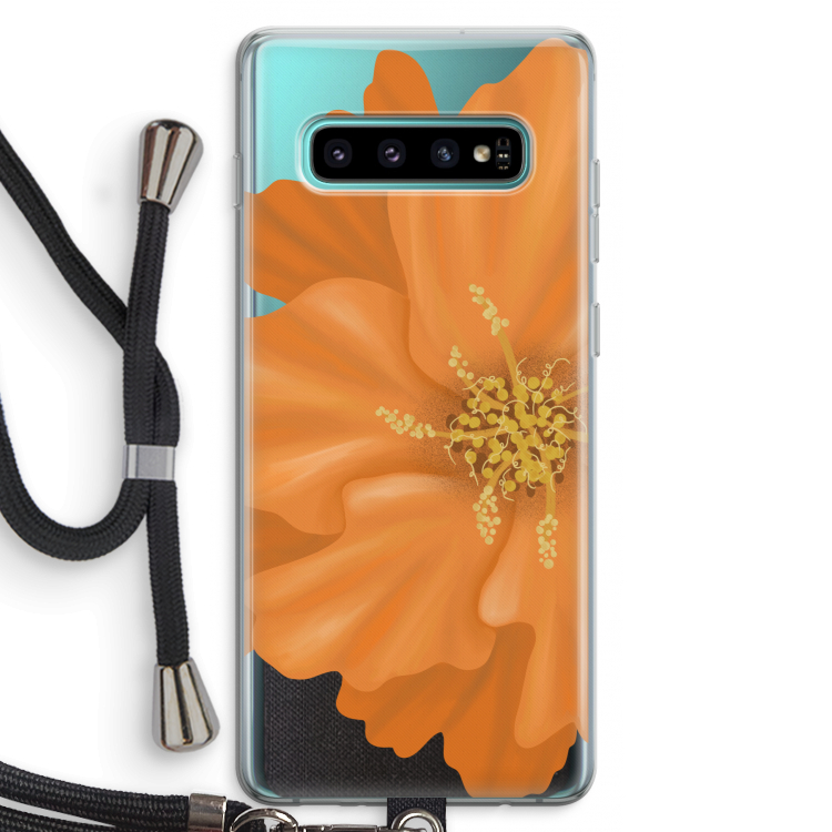 Orange Ellila flower: Samsung Galaxy S10 Plus Transparant Hoesje met koord