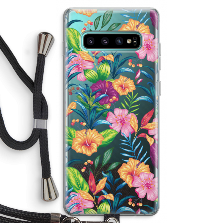 Tropisch 2: Samsung Galaxy S10 Plus Transparant Hoesje met koord