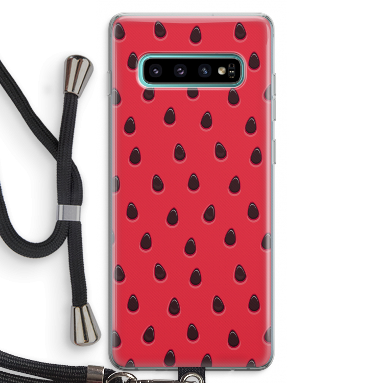 Watermelon: Samsung Galaxy S10 Plus Transparant Hoesje met koord