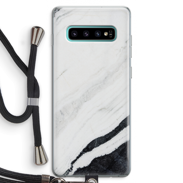 Elegante marmer: Samsung Galaxy S10 Plus Transparant Hoesje met koord