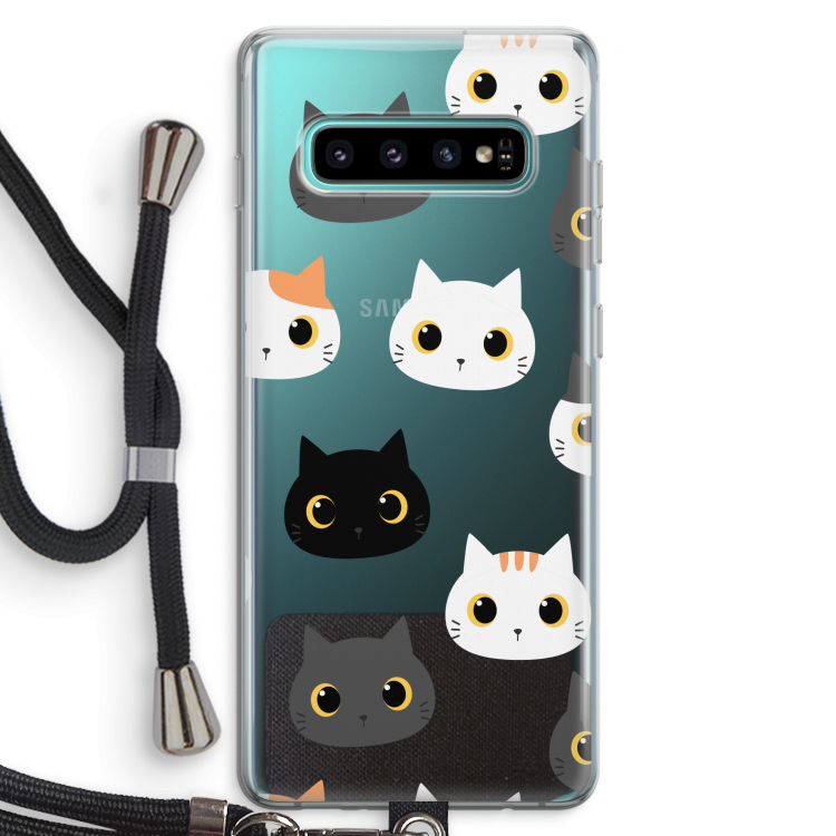 Katten: Samsung Galaxy S10 Plus Transparant Hoesje met koord